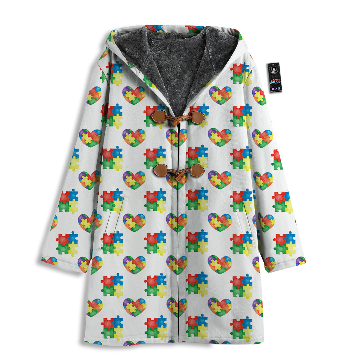 Autism Awareness Heart Print Pattern Men's Windbreaker Jacket-grizzshop