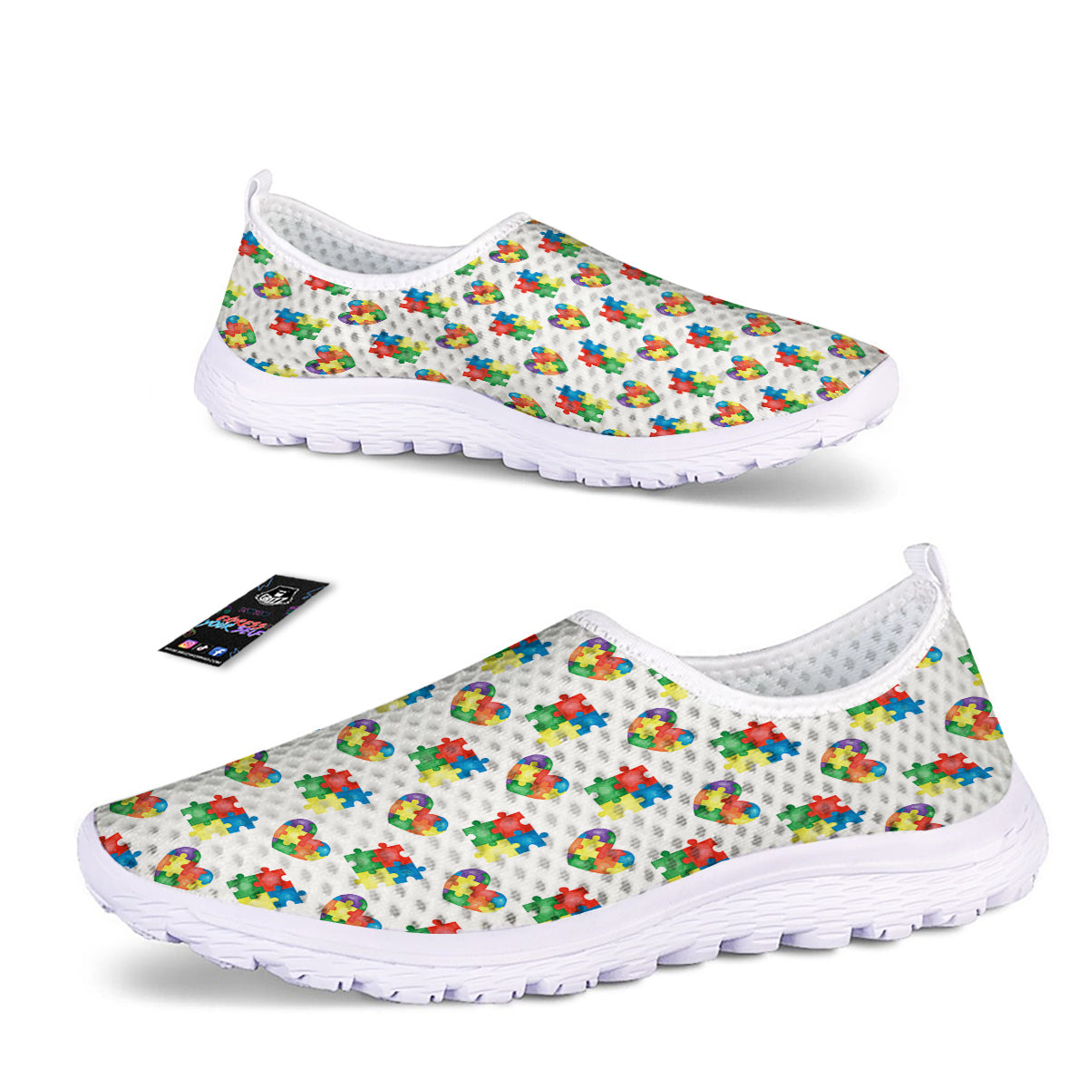 Autism Awareness Heart Print Pattern Nurse Shoes-grizzshop