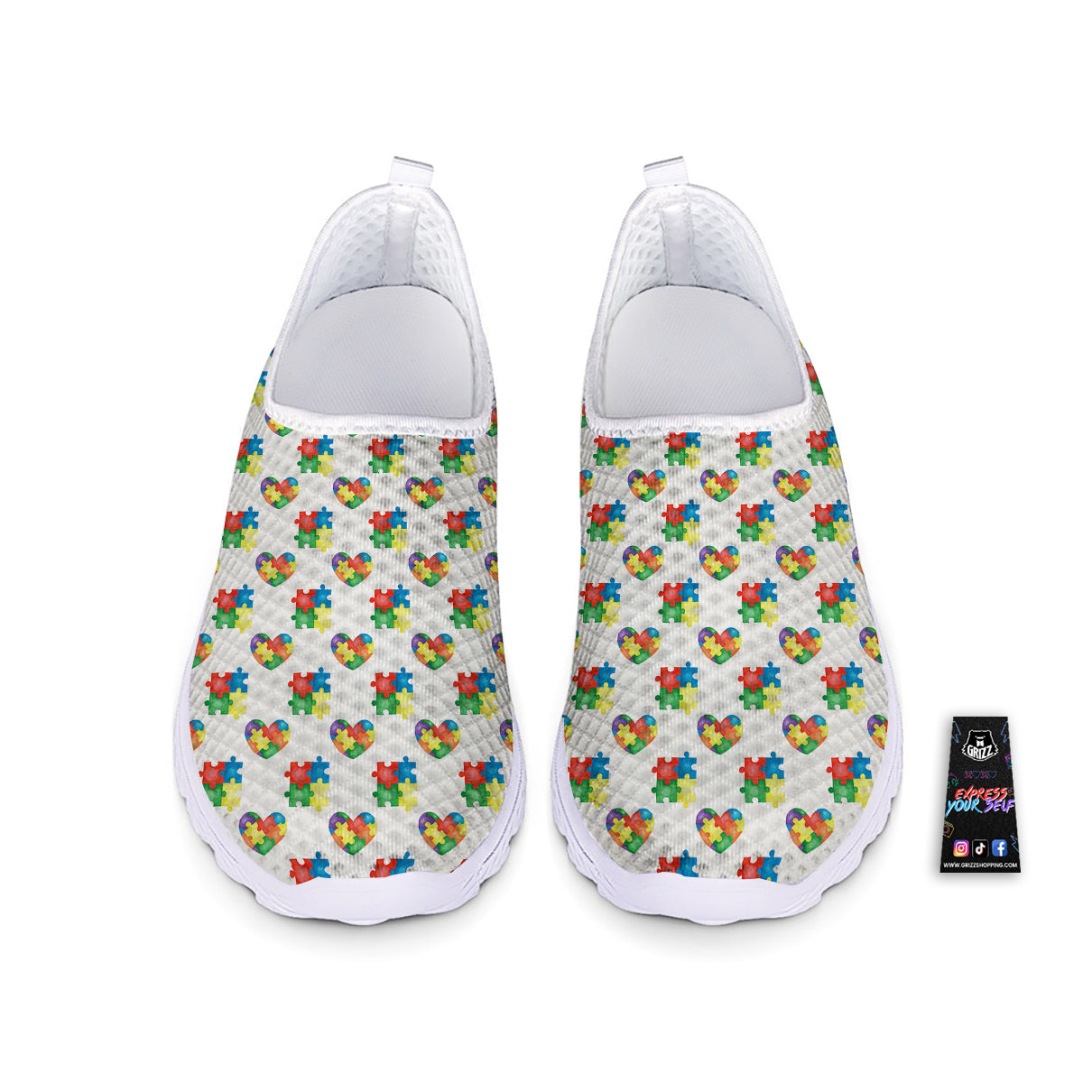 Autism Awareness Heart Print Pattern Nurse Shoes-grizzshop