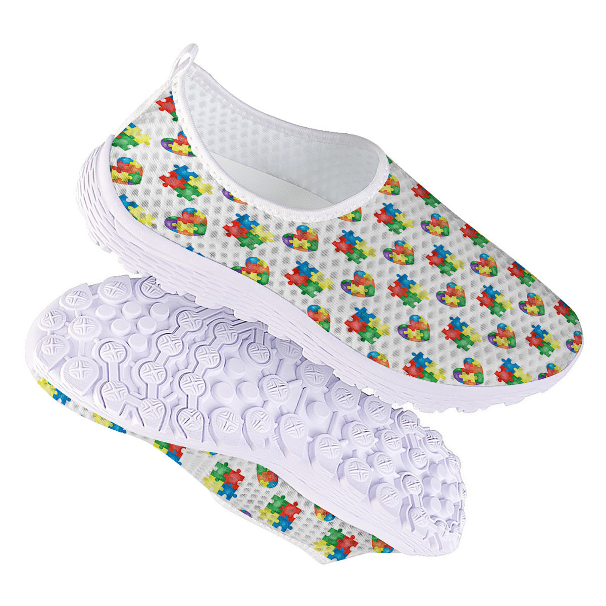 Autism Awareness Heart Print Pattern Nurse Shoes-grizzshop
