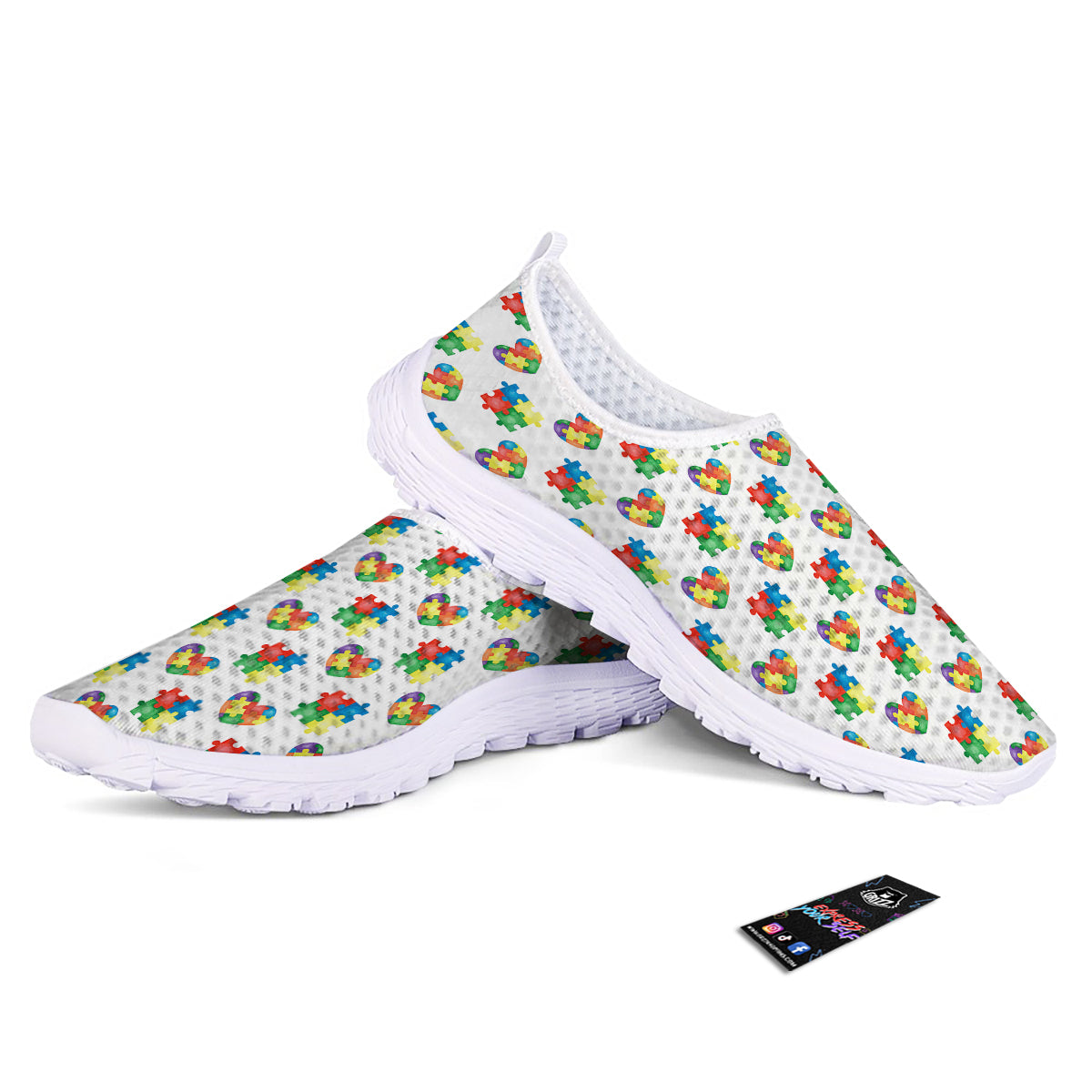 Autism Awareness Heart Print Pattern Nurse Shoes-grizzshop