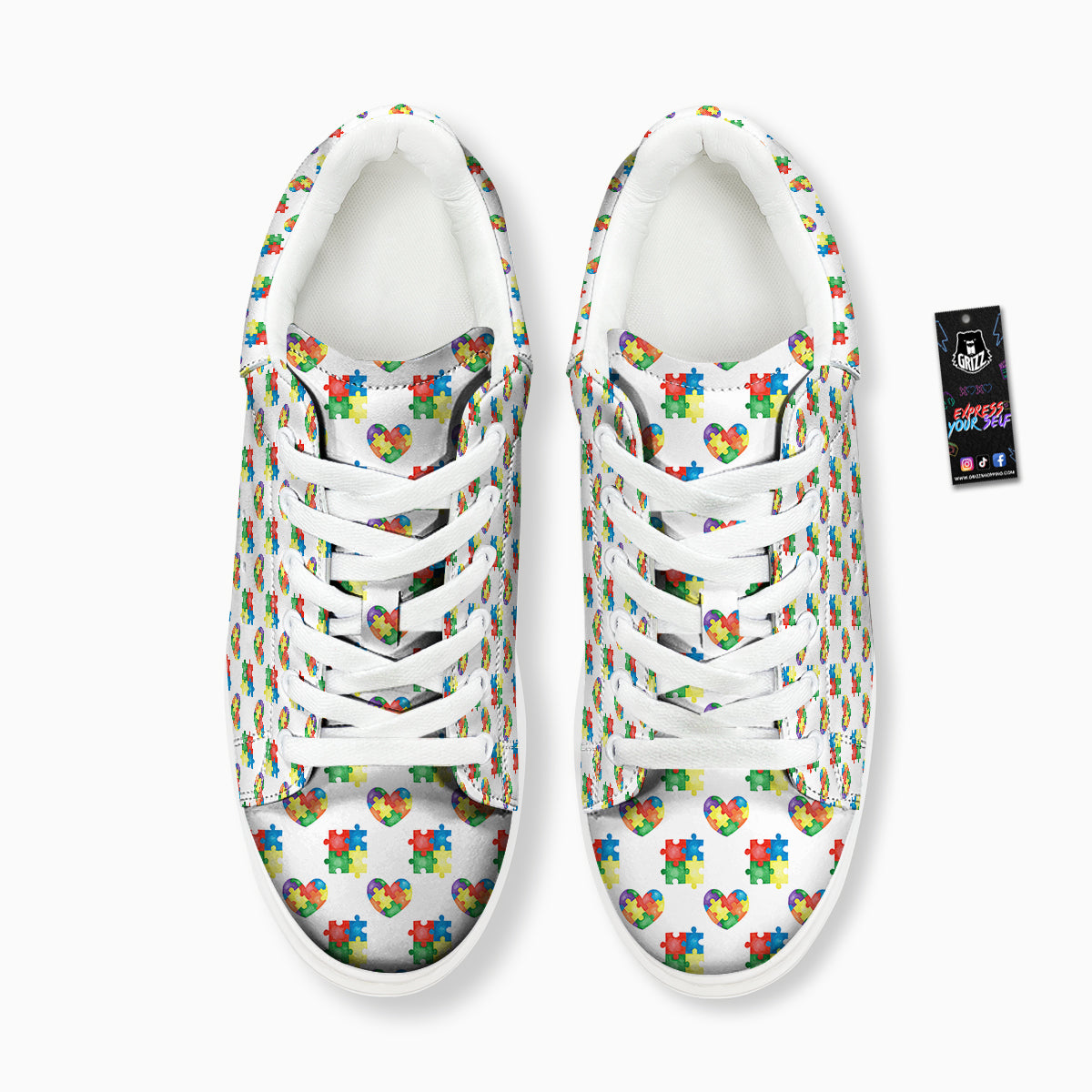 Autism Awareness Heart Print Pattern Platform Shoes-grizzshop