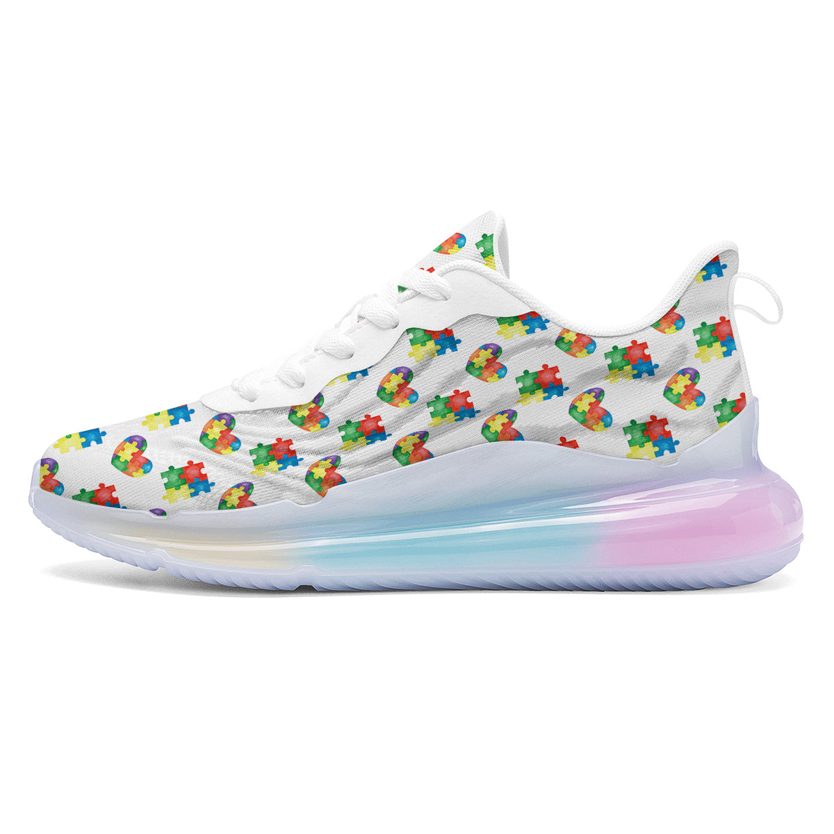 Autism Awareness Heart Print Pattern Running Sneakers-grizzshop