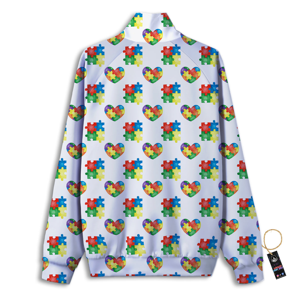 Autism Awareness Heart Print Pattern Track Jacket-grizzshop