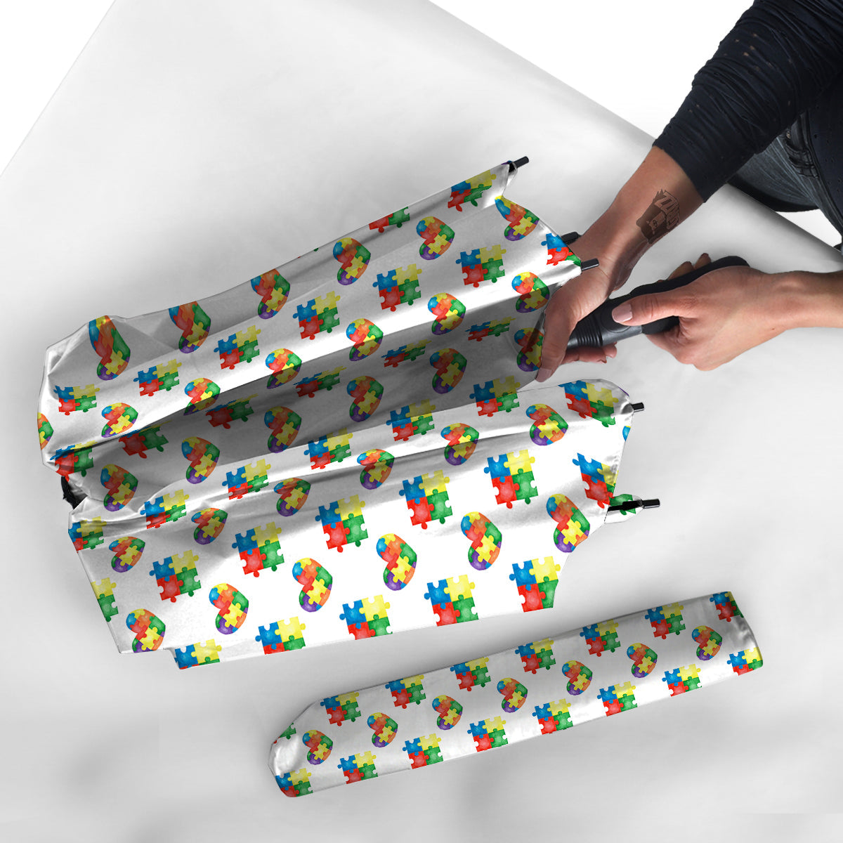 Autism Awareness Heart Print Pattern Umbrella-grizzshop