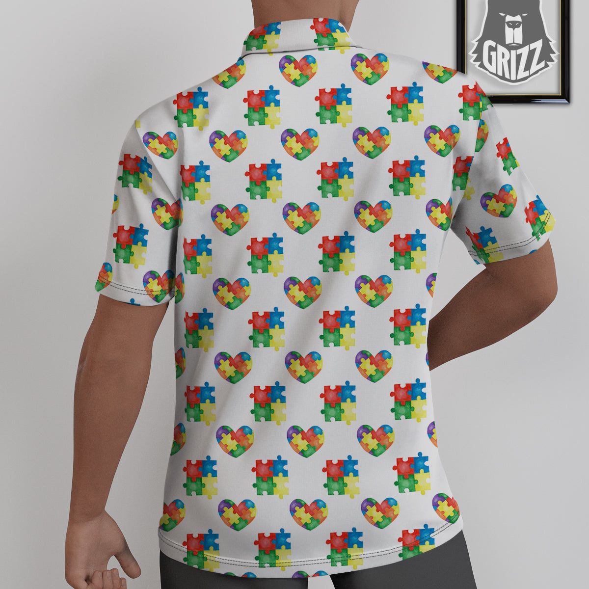 Autism Awareness Heart Print Pattern Untucked Shirts-grizzshop
