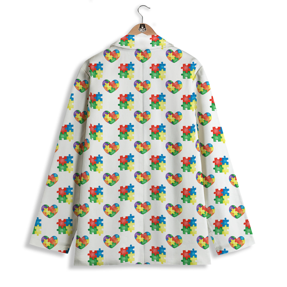 Autism Awareness Heart Print Pattern Women's Blazer-grizzshop