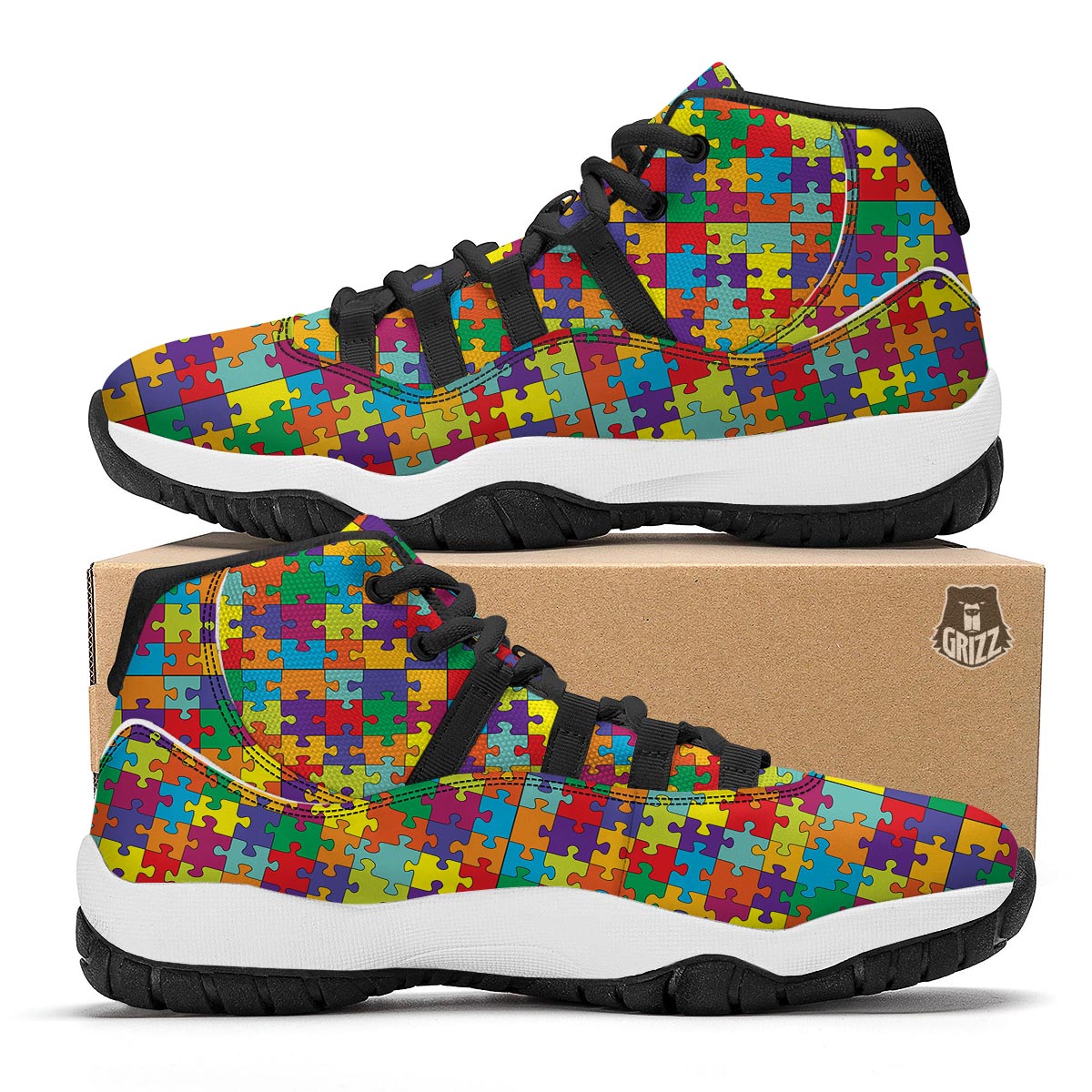 Autism Awareness Merchandise Black Bball Shoes-grizzshop