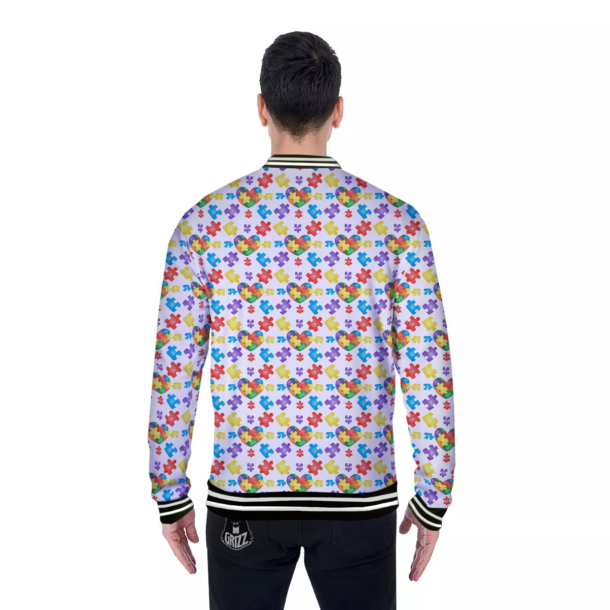 Autism Awareness Print Pattern Baseball Jacket-grizzshop