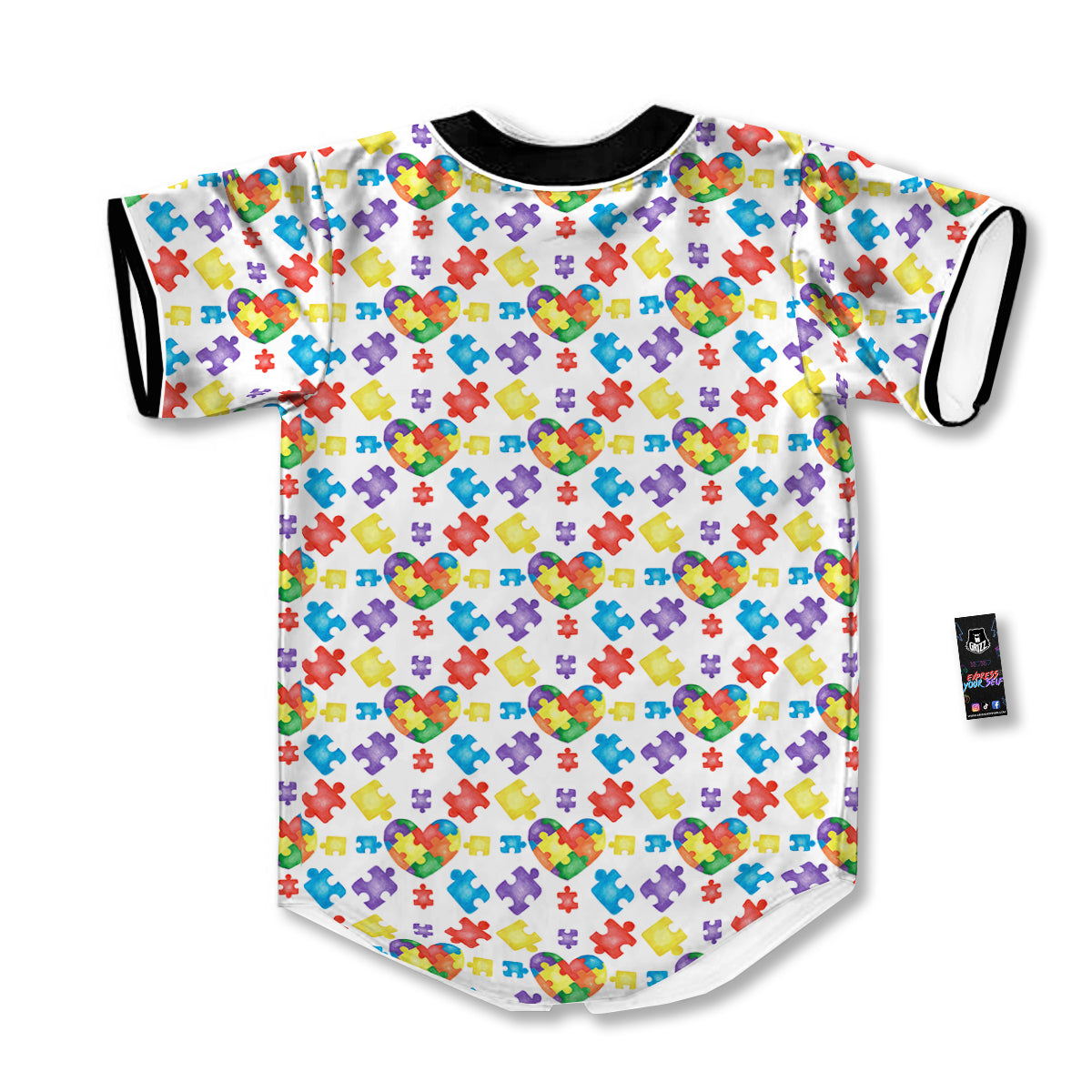 Autism Awareness Print Pattern Baseball Jersey-grizzshop
