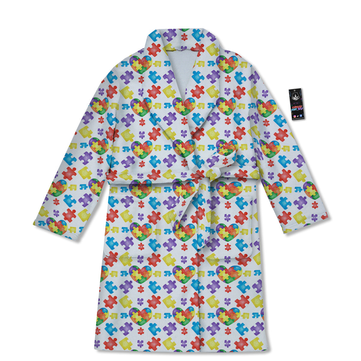 Autism Awareness Print Pattern Bathrobe-grizzshop