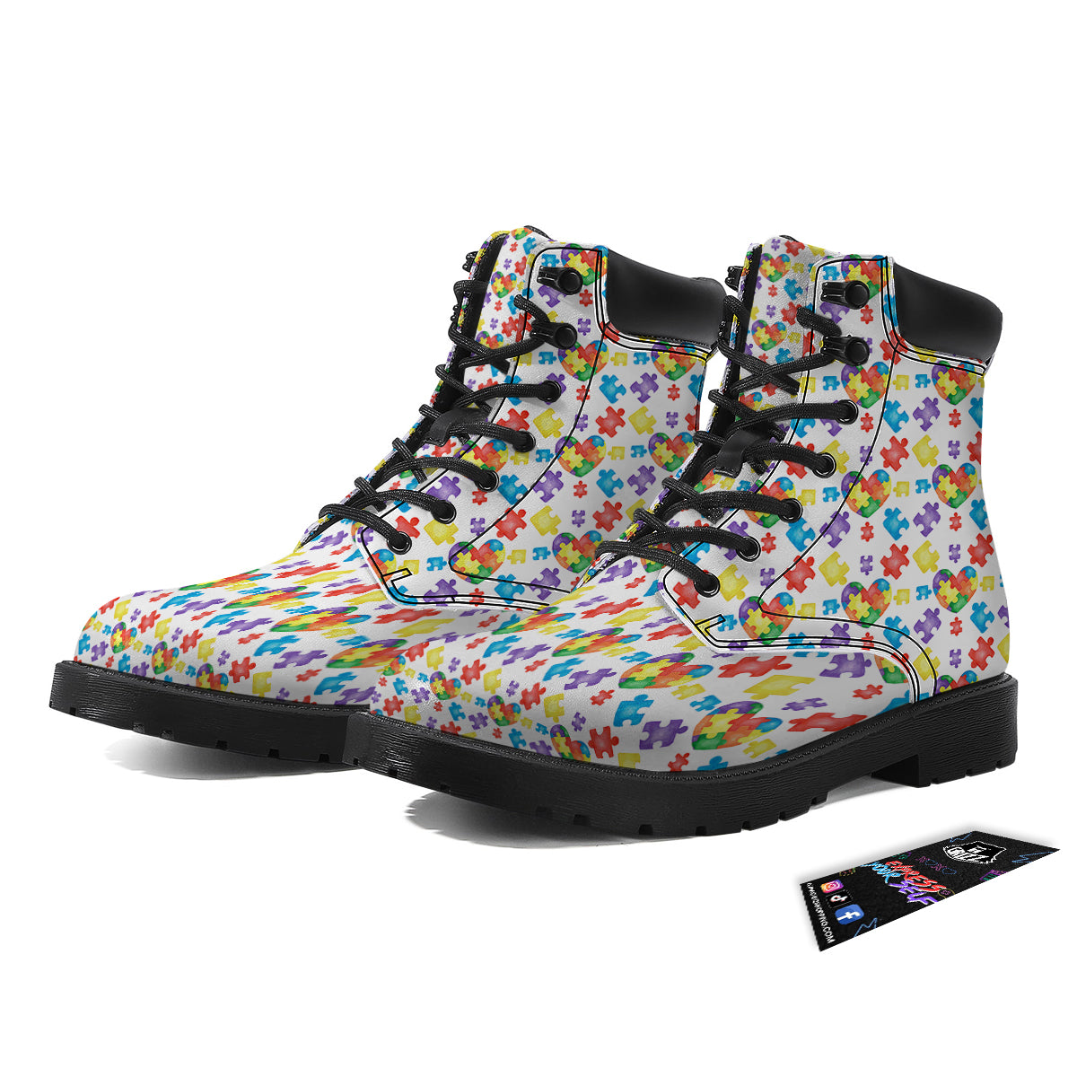 Autism Awareness Print Pattern Boots-grizzshop
