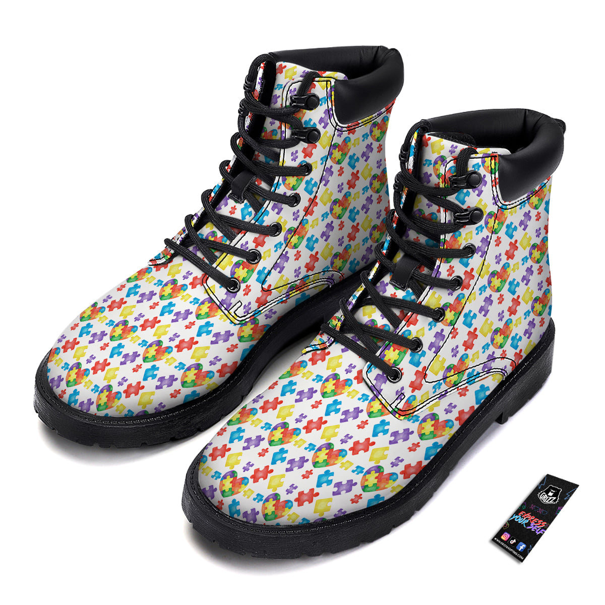 Autism Awareness Print Pattern Boots-grizzshop