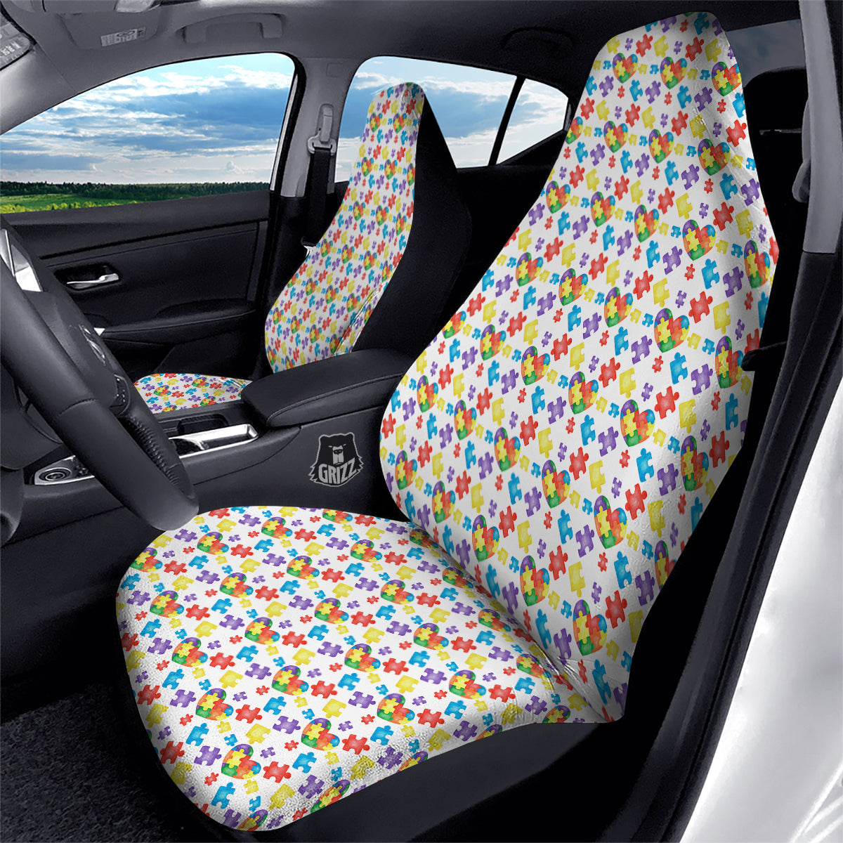 Autism Awareness Print Pattern Car Seat Covers-grizzshop