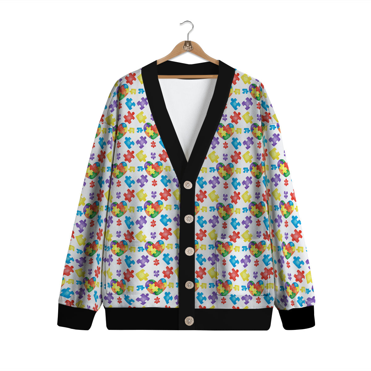 Autism Awareness Print Pattern Cardigan-grizzshop