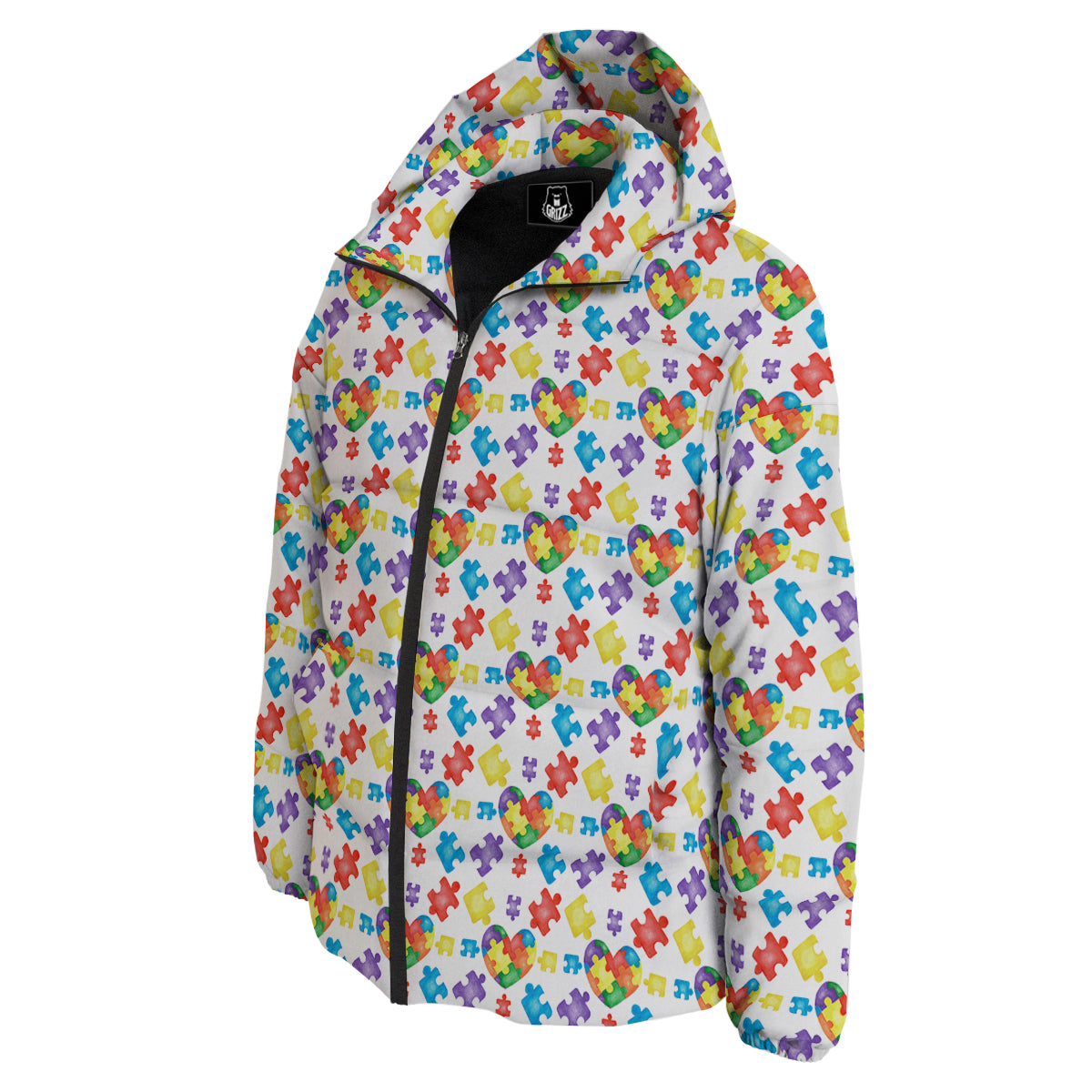 Autism Awareness Print Pattern Down Jacket-grizzshop