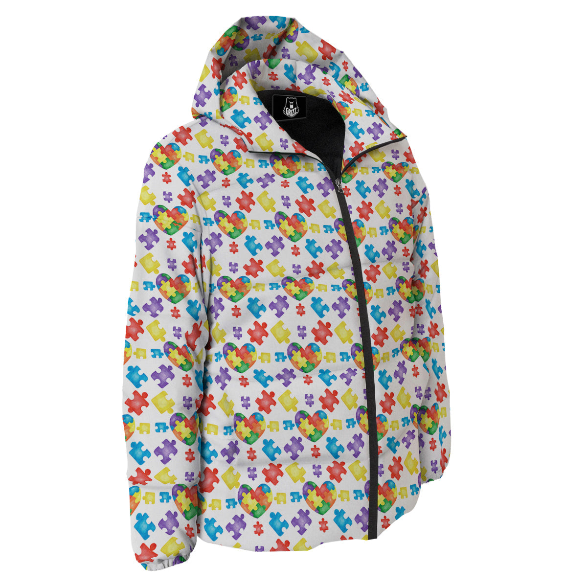 Autism Awareness Print Pattern Down Jacket-grizzshop