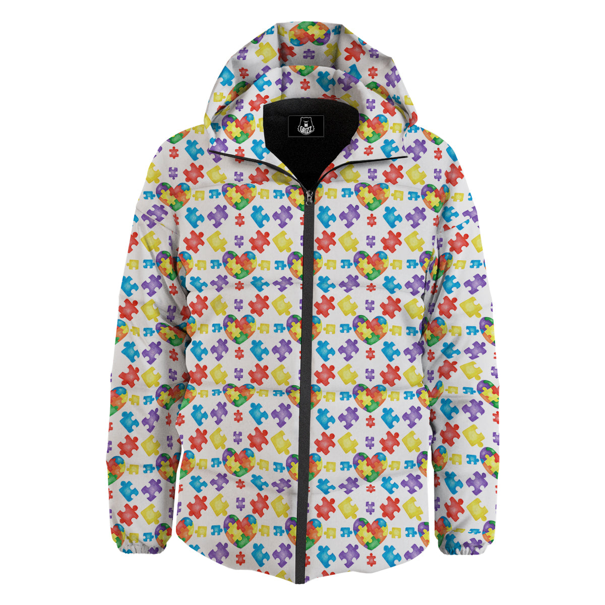 Autism Awareness Print Pattern Down Jacket-grizzshop