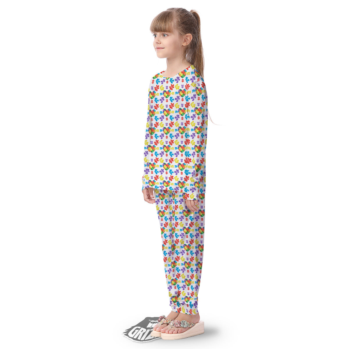 Autism Awareness Print Pattern Kid's Pajamas-grizzshop
