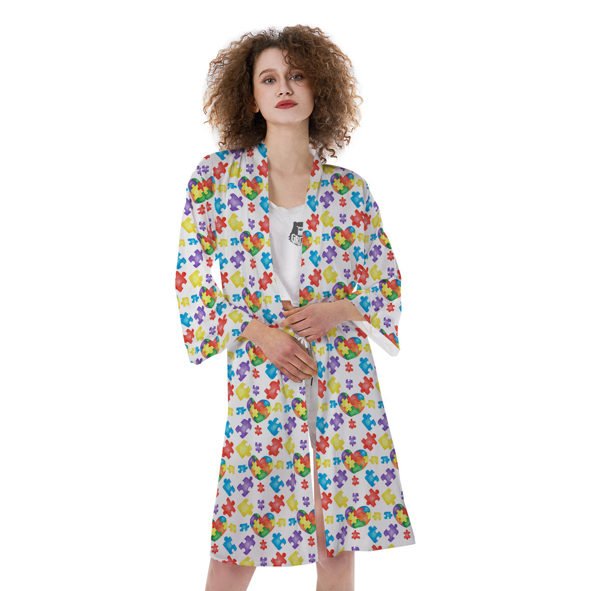 Autism Awareness Print Pattern Kimono-grizzshop