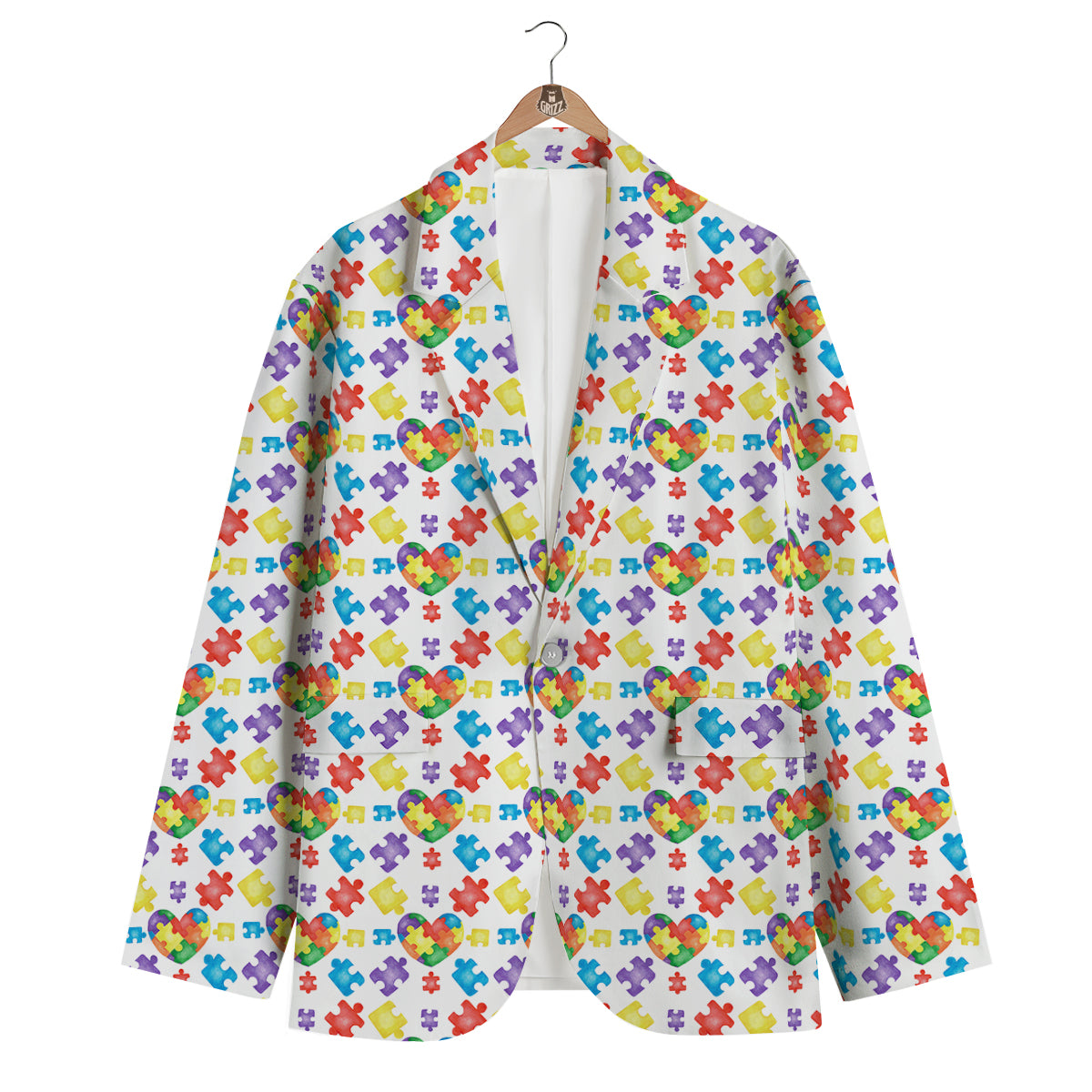 Autism Awareness Print Pattern Men's Blazer-grizzshop