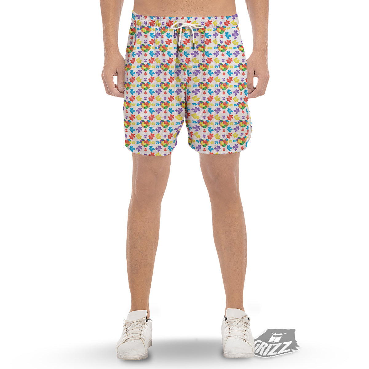 Autism Awareness Print Pattern Men's Gym Shorts-grizzshop
