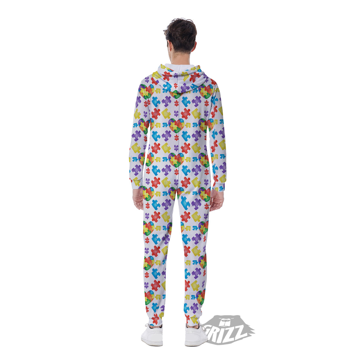 Autism Awareness Print Pattern Men's Jumpsuit-grizzshop