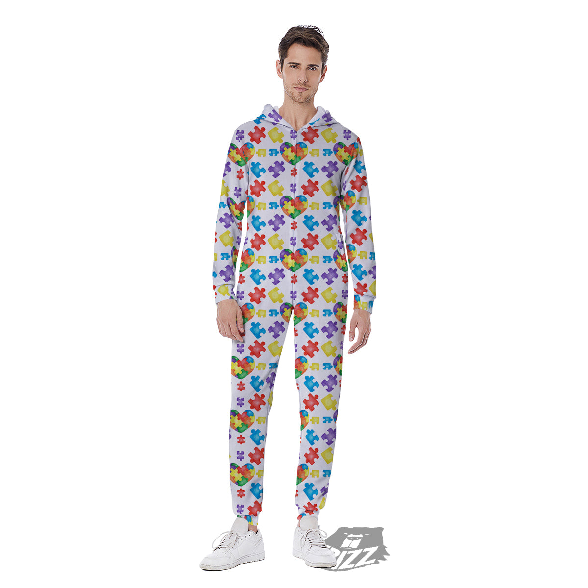 Autism Awareness Print Pattern Men's Jumpsuit-grizzshop