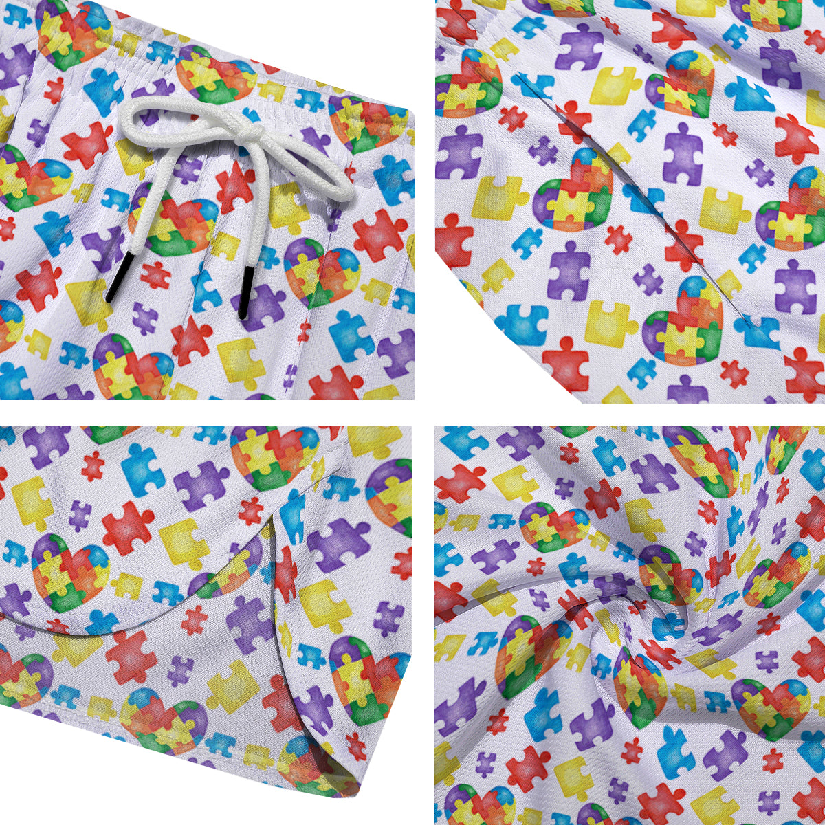 Autism Awareness Print Pattern Men's Running Shorts-grizzshop