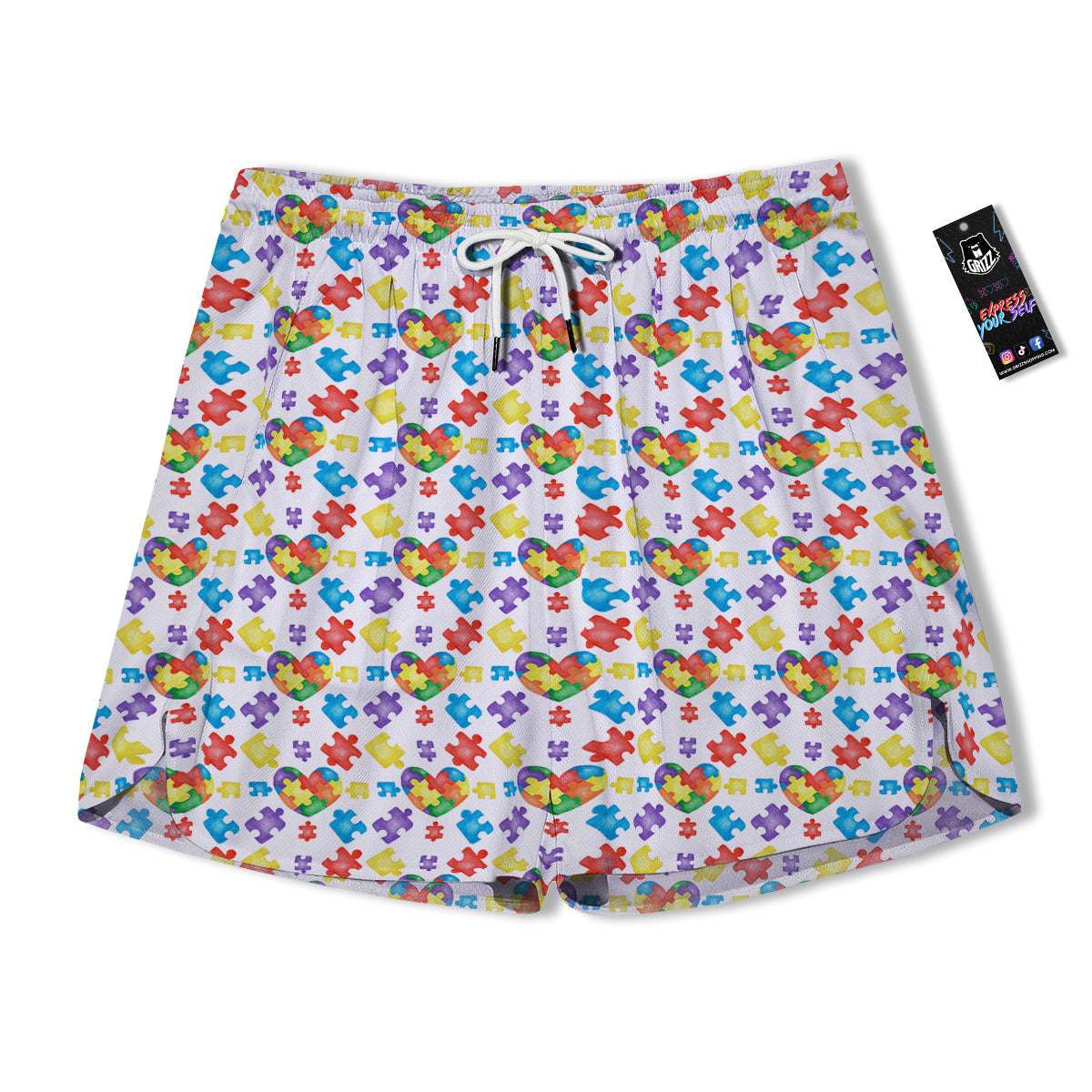 Autism Awareness Print Pattern Men's Running Shorts-grizzshop