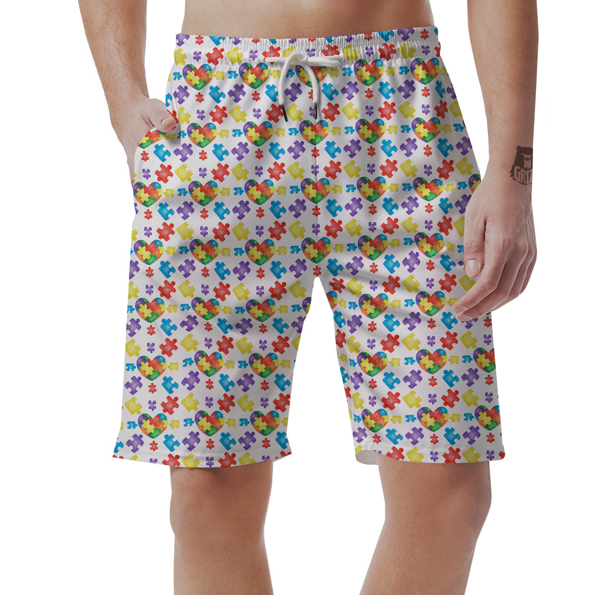 Autism Awareness Print Pattern Men's Shorts-grizzshop