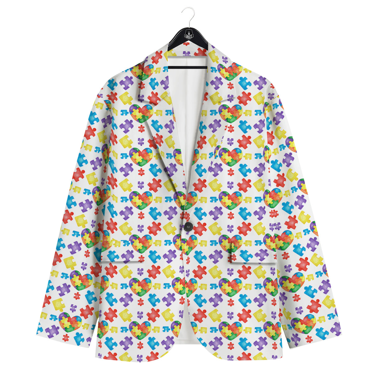 Autism Awareness Print Pattern Men's Sport Coat-grizzshop