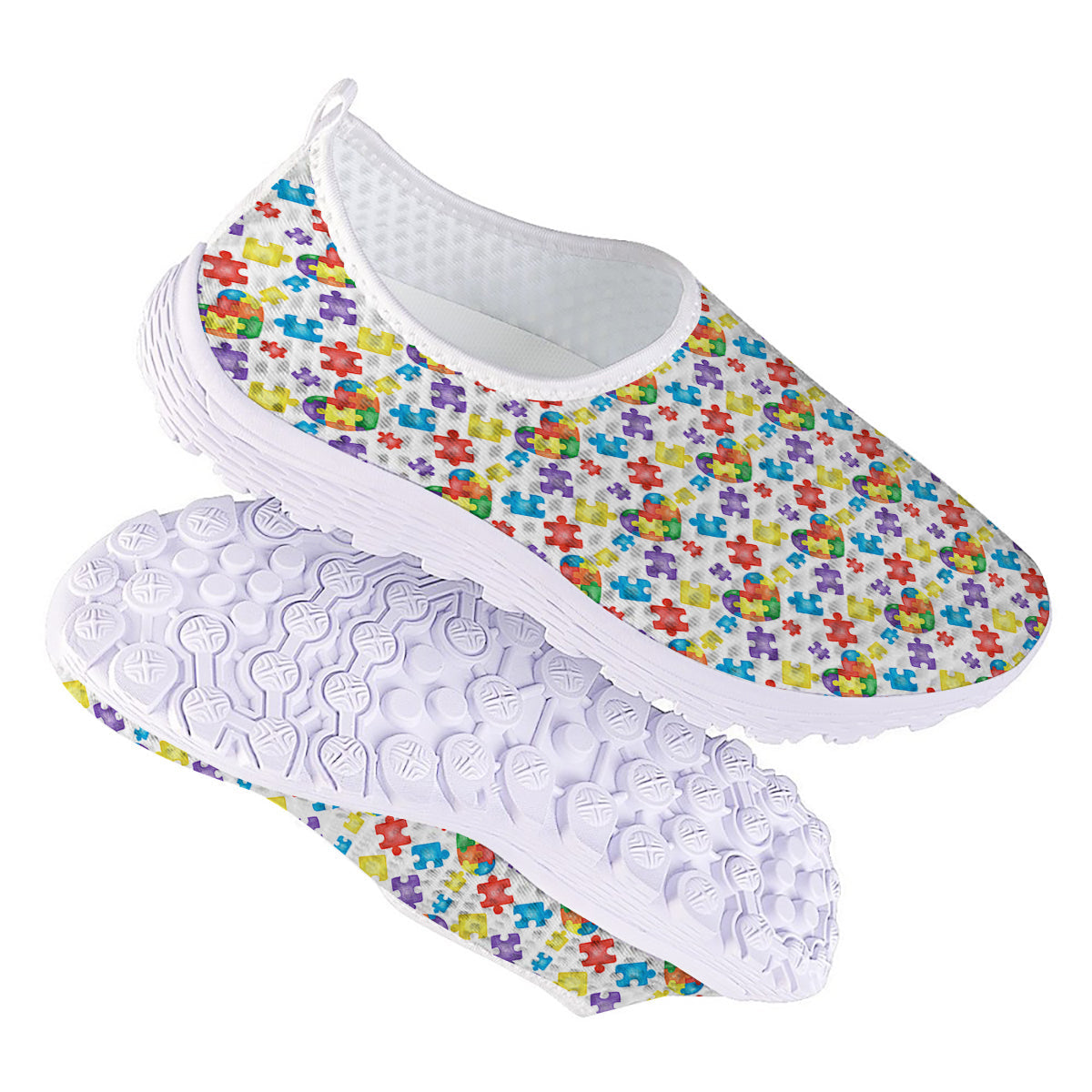 Autism Awareness Print Pattern Nurse Shoes-grizzshop