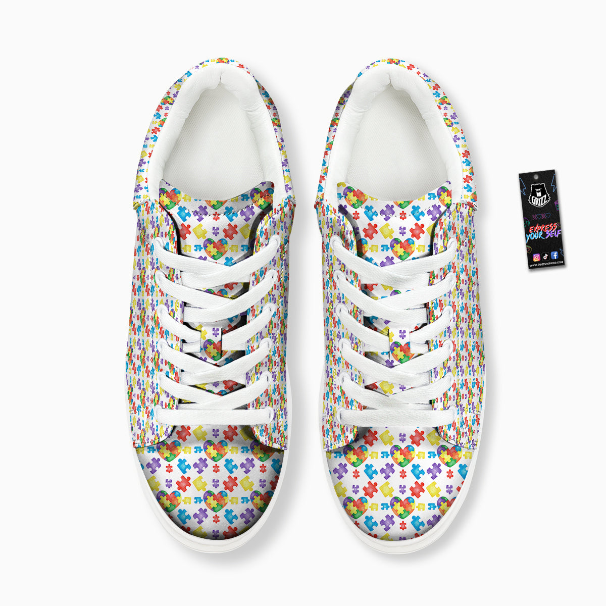 Autism Awareness Print Pattern Platform Shoes-grizzshop