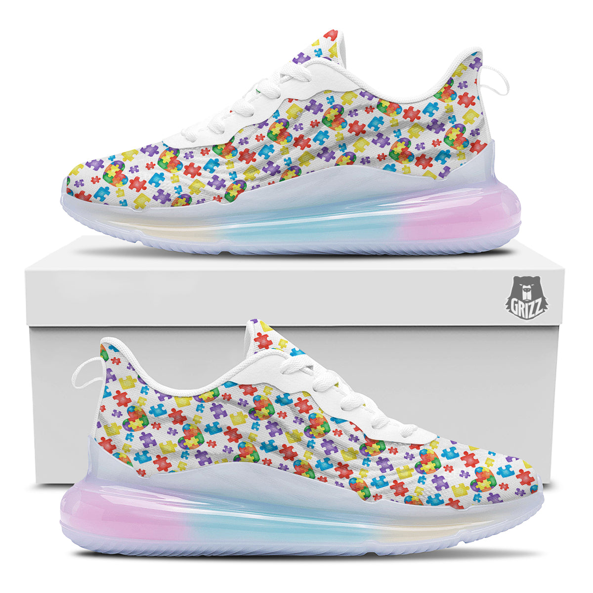 Autism Awareness Print Pattern Running Sneakers-grizzshop