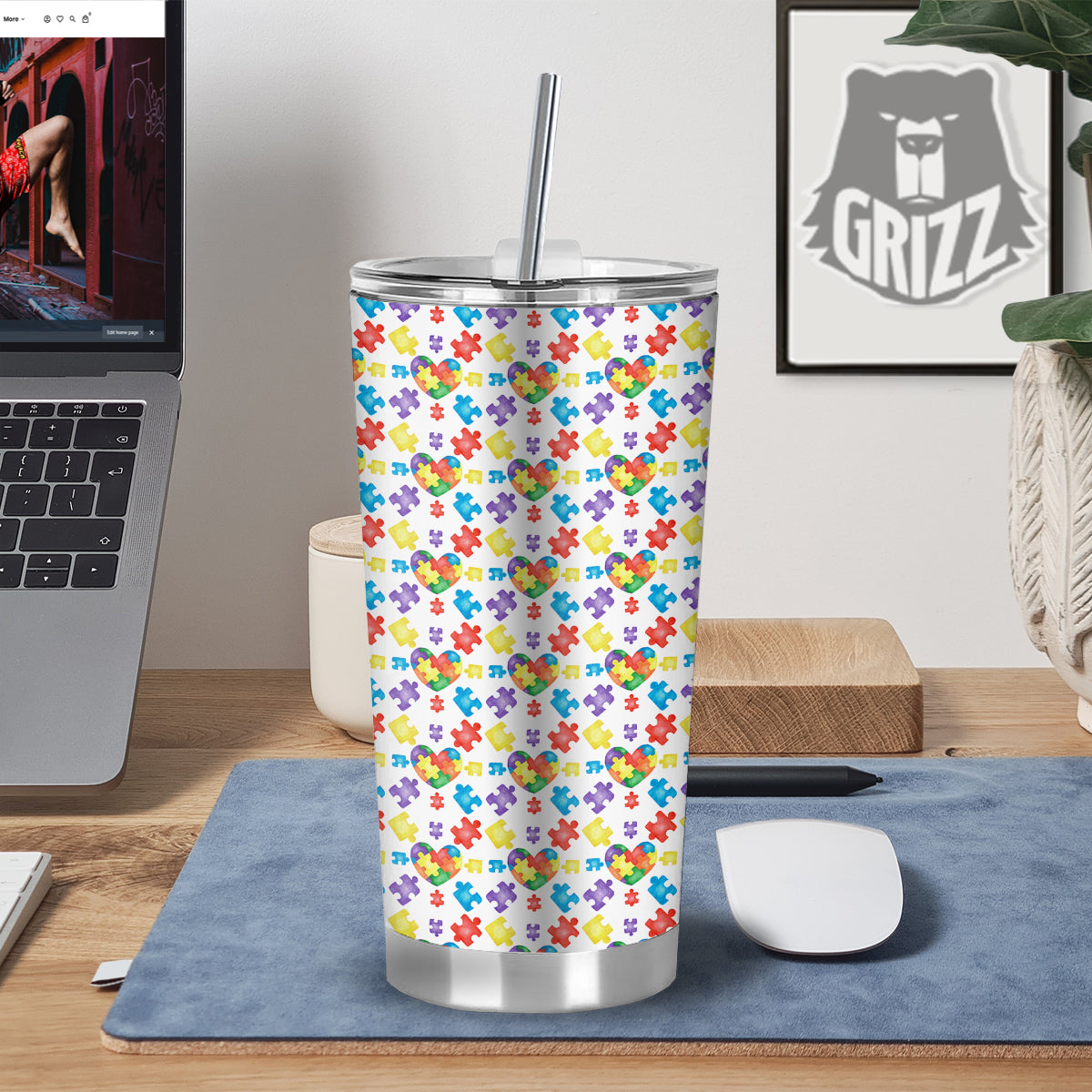 Autism Awareness Print Pattern Tumbler-grizzshop