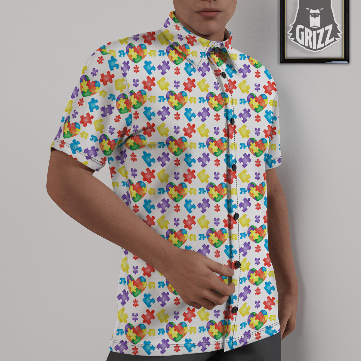 Autism Awareness Print Pattern Untucked Shirts-grizzshop