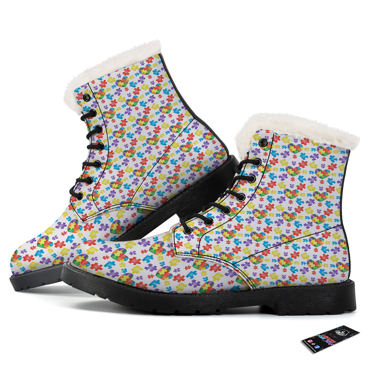 Autism Awareness Print Pattern Winter Boots-grizzshop
