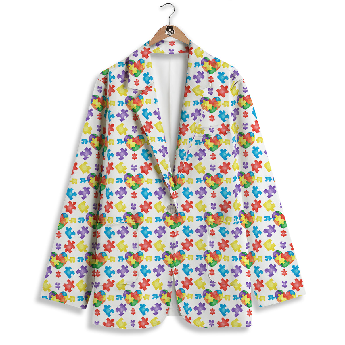 Autism Awareness Print Pattern Women's Blazer-grizzshop