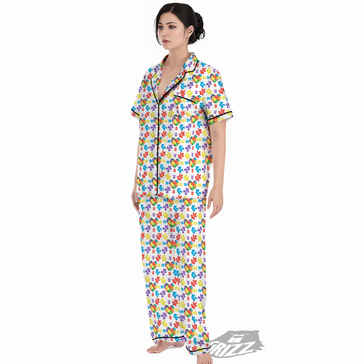 Autism Awareness Print Pattern Women's Pajamas Set-grizzshop