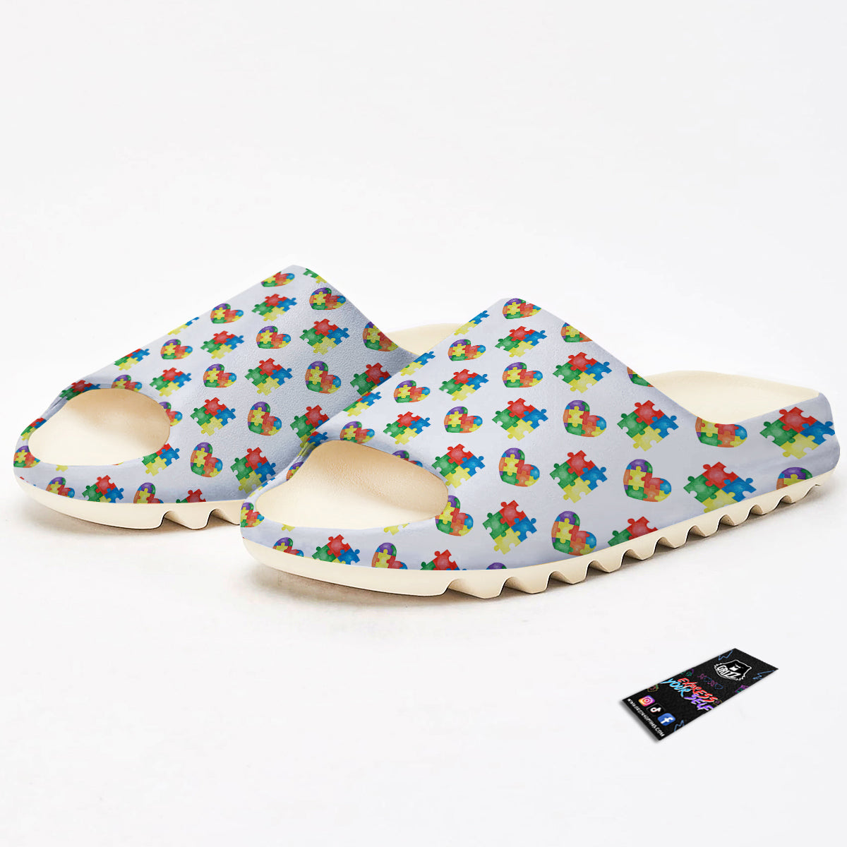 Autism Awareness Heart Print Pattern Sandals-grizzshop