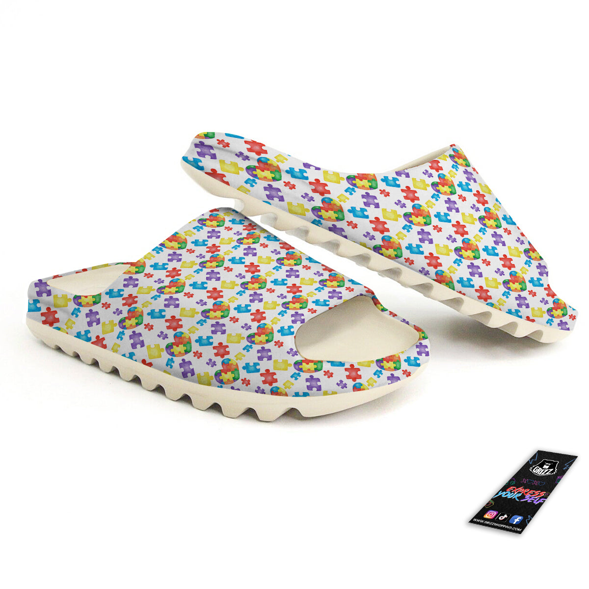 Autism Awareness Print Pattern Sandals-grizzshop