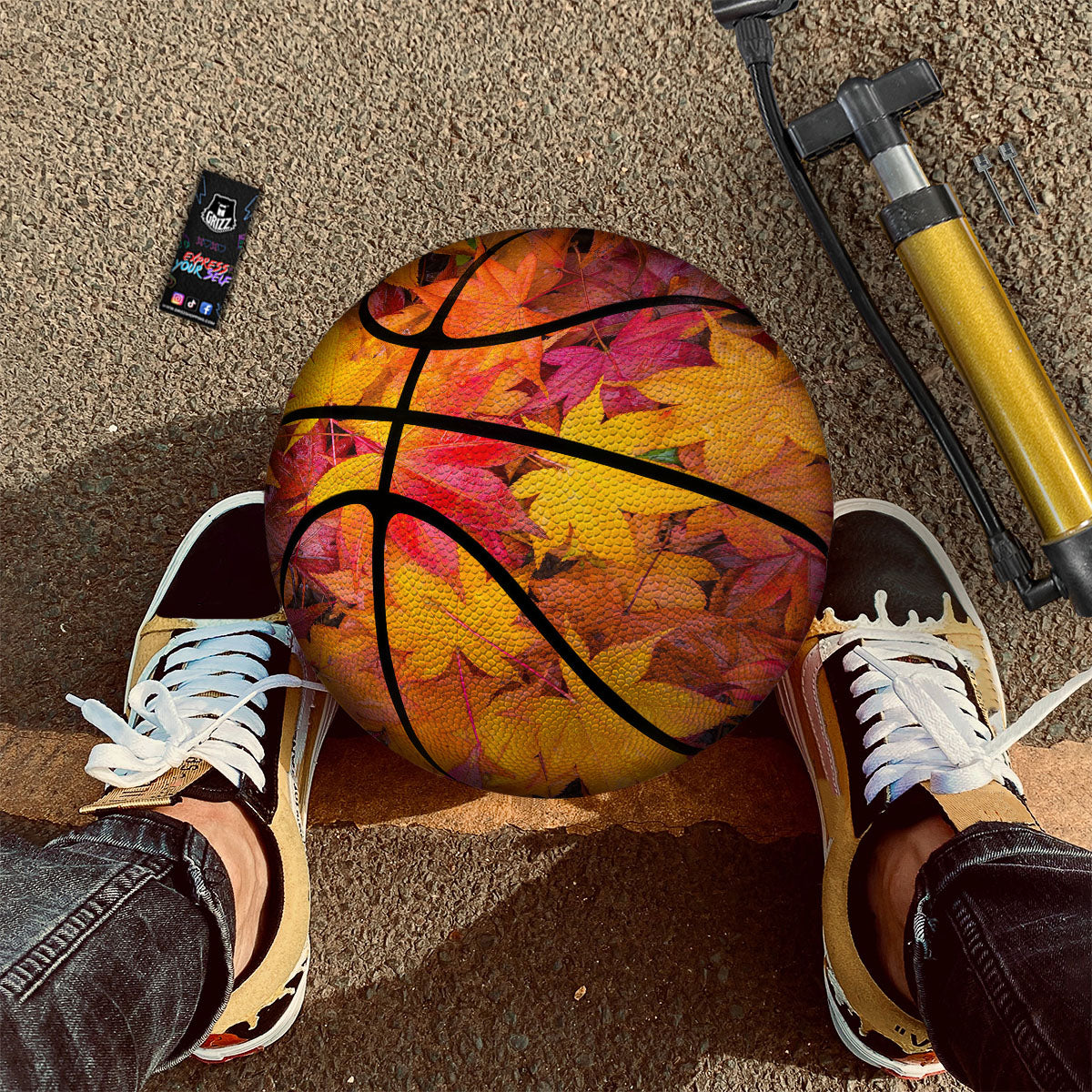 Autumn Leaves Print Basketball-grizzshop