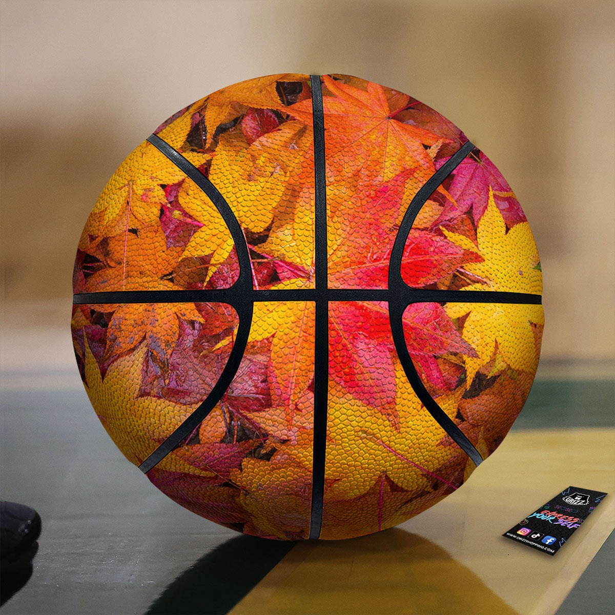 Autumn Leaves Print Basketball-grizzshop