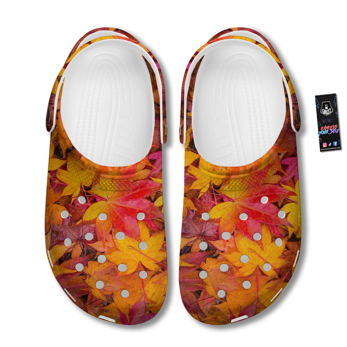 Autumn Leaves Print Clog-grizzshop