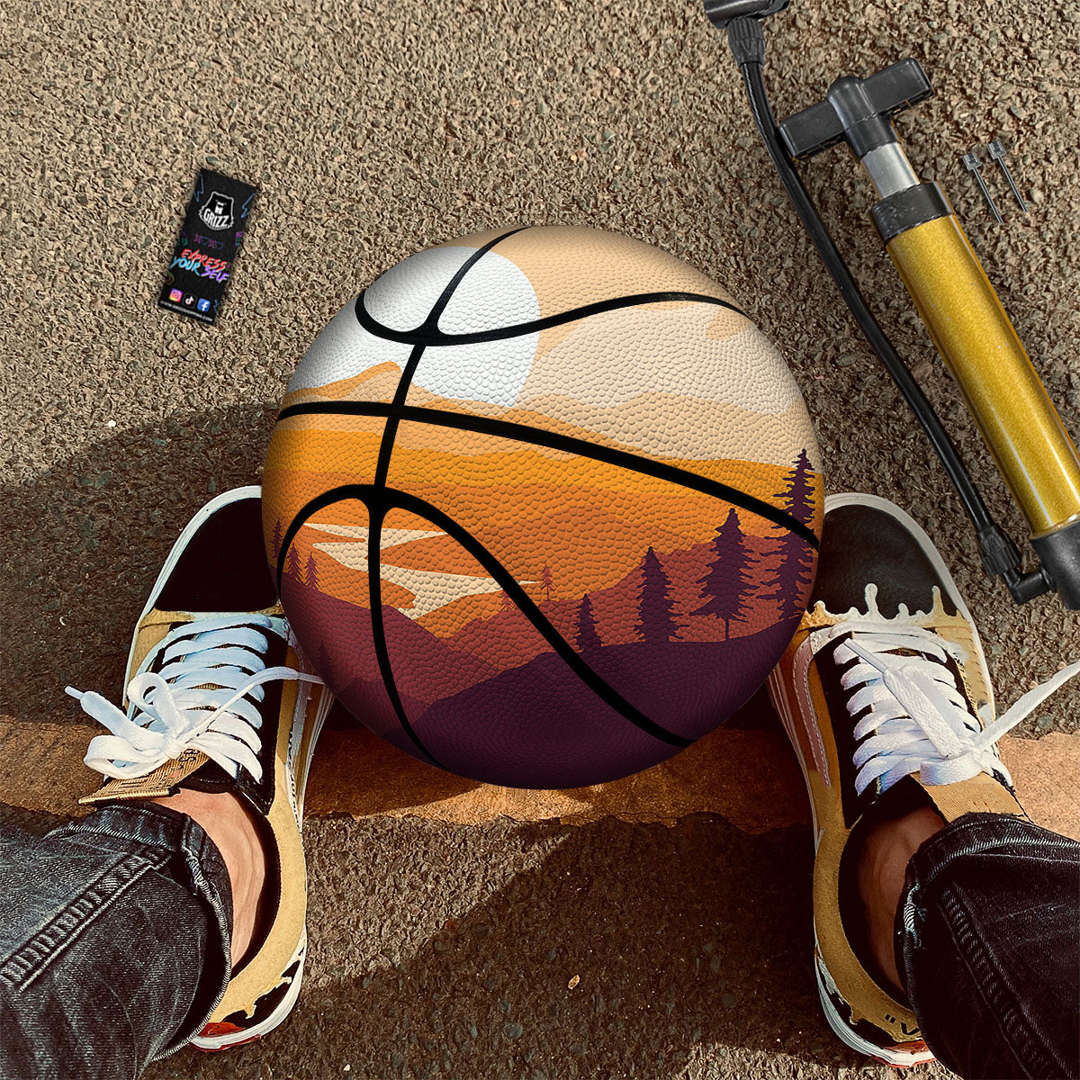 Autumn Mountains Sunset Print Basketball-grizzshop