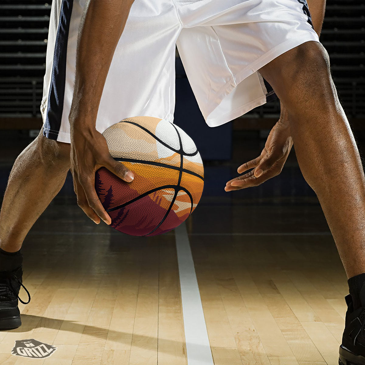 Autumn Mountains Sunset Print Basketball-grizzshop