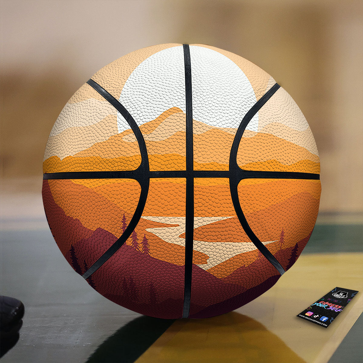 Autumn Mountains Sunset Print Basketball-grizzshop