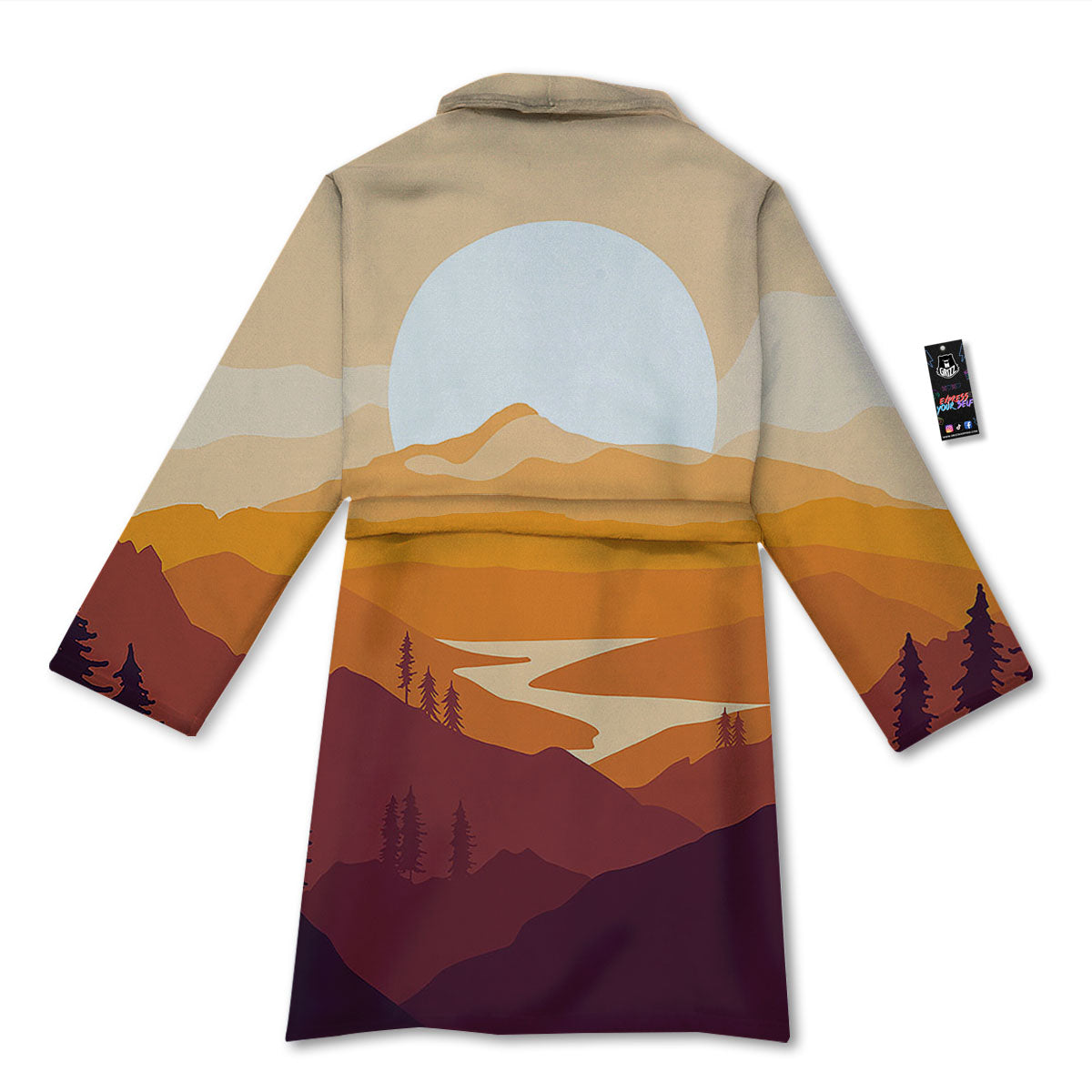 Autumn Mountains Sunset Print Bathrobe-grizzshop