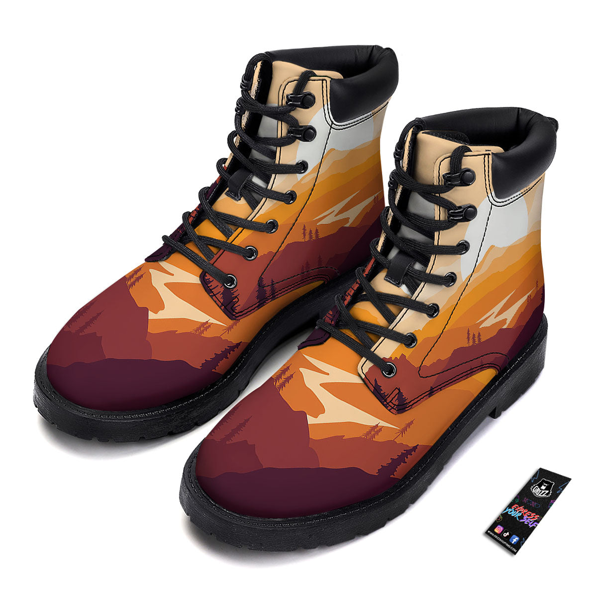 Autumn Mountains Sunset Print Boots-grizzshop